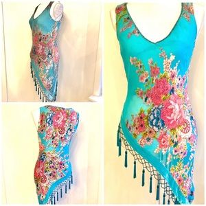 A Beautiful Beaded Rose Silk Blouse